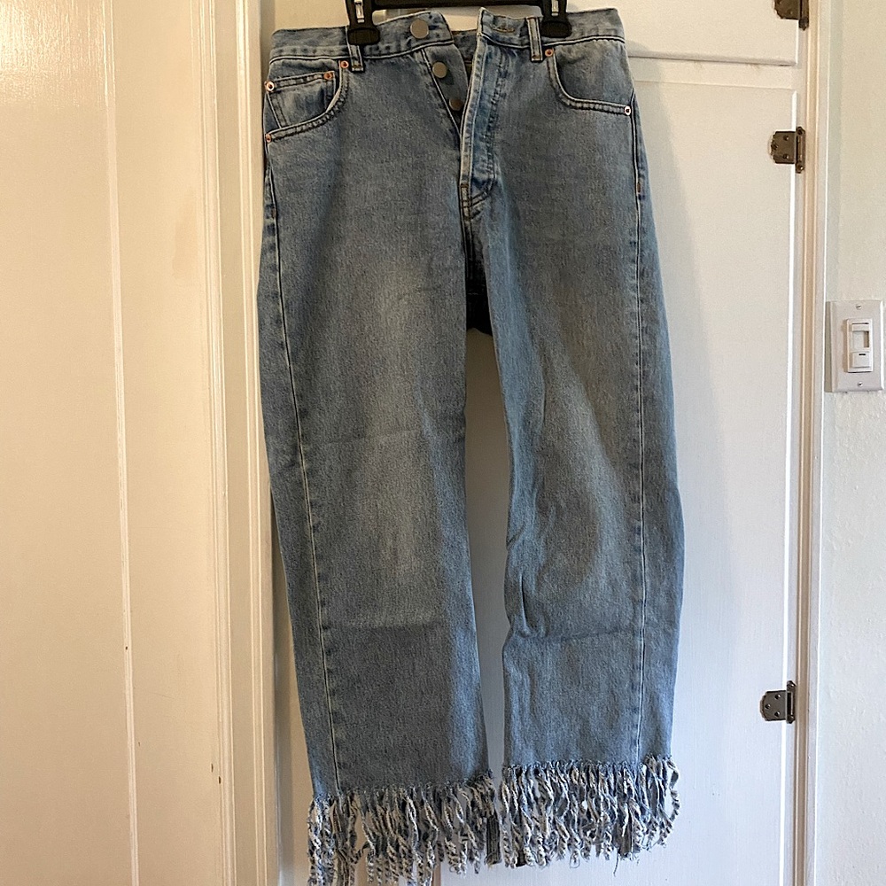 Medium wash mom jeans